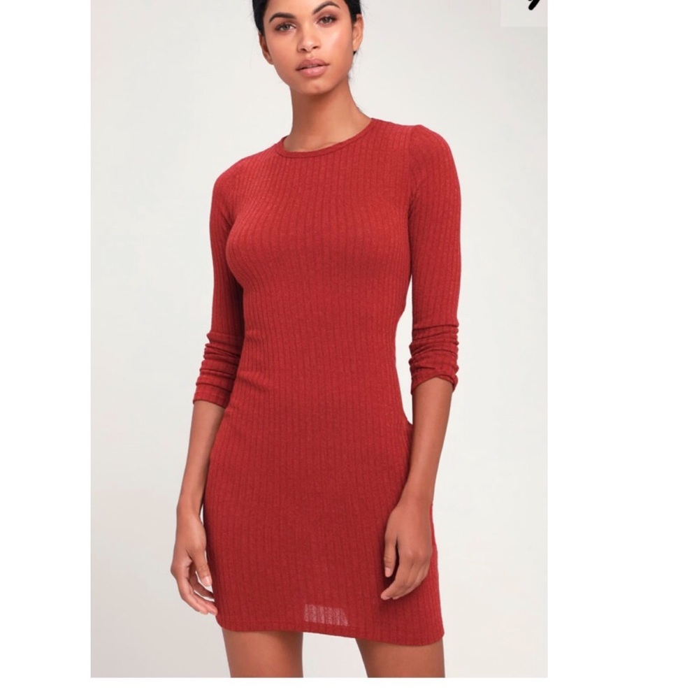 NWT Lulu rust red bodycon dress